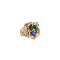 Bague Britania Chevaliere - Doré & Bleu