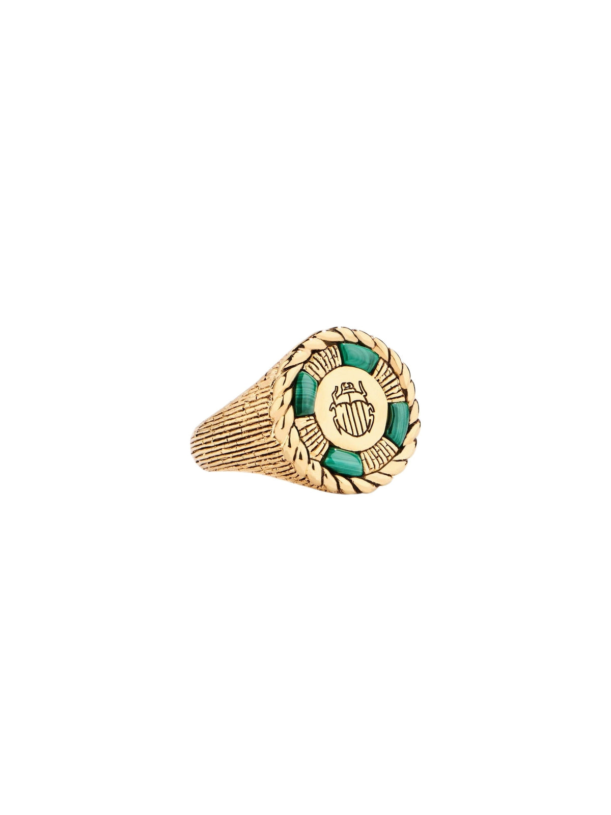 Biriby Ring in 18K Gold Plated & Malachite - Gold & Green