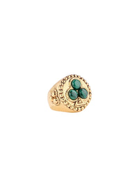 Trifea ring in 18K gold plated metal & Malachite - Gold & Green