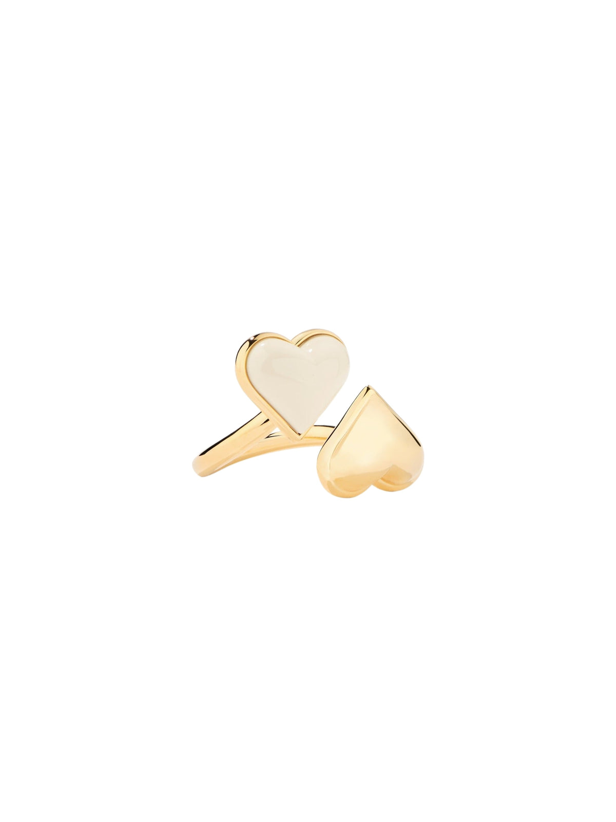 Bluffy Heart Ring in 18K Gold Plated - Gold & Ivory