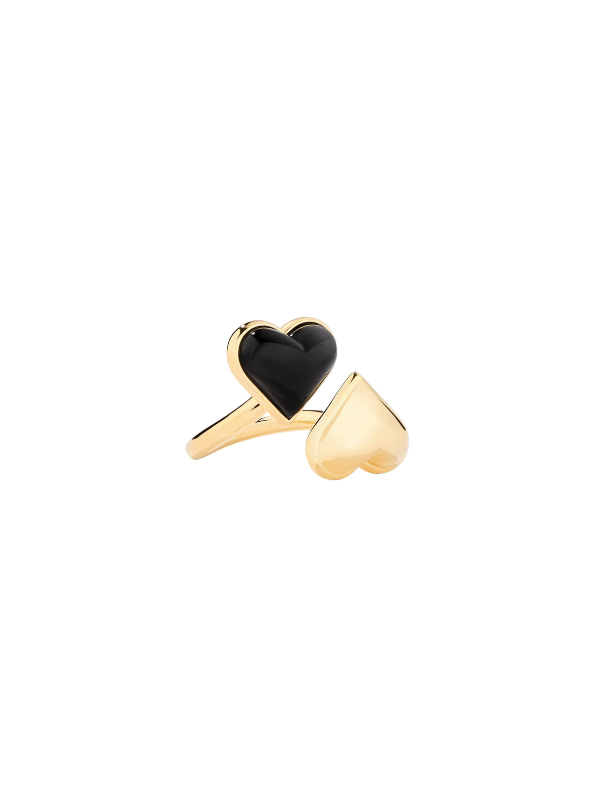 Bague Bluffy Cœur plaquée or 18K - Doré & Noir