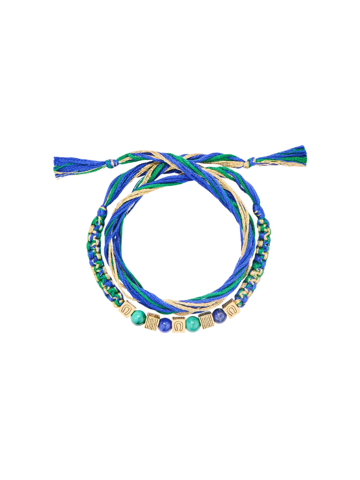 Bracelet Honolulu plaqué or 18K & Pierres fines - Vert & Bleu