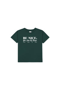 T-shirt oversize Be Nice - Vert Forêt & Blanc