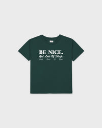 T-shirt enfant « Be Nice » - Vert forêt/Blanc