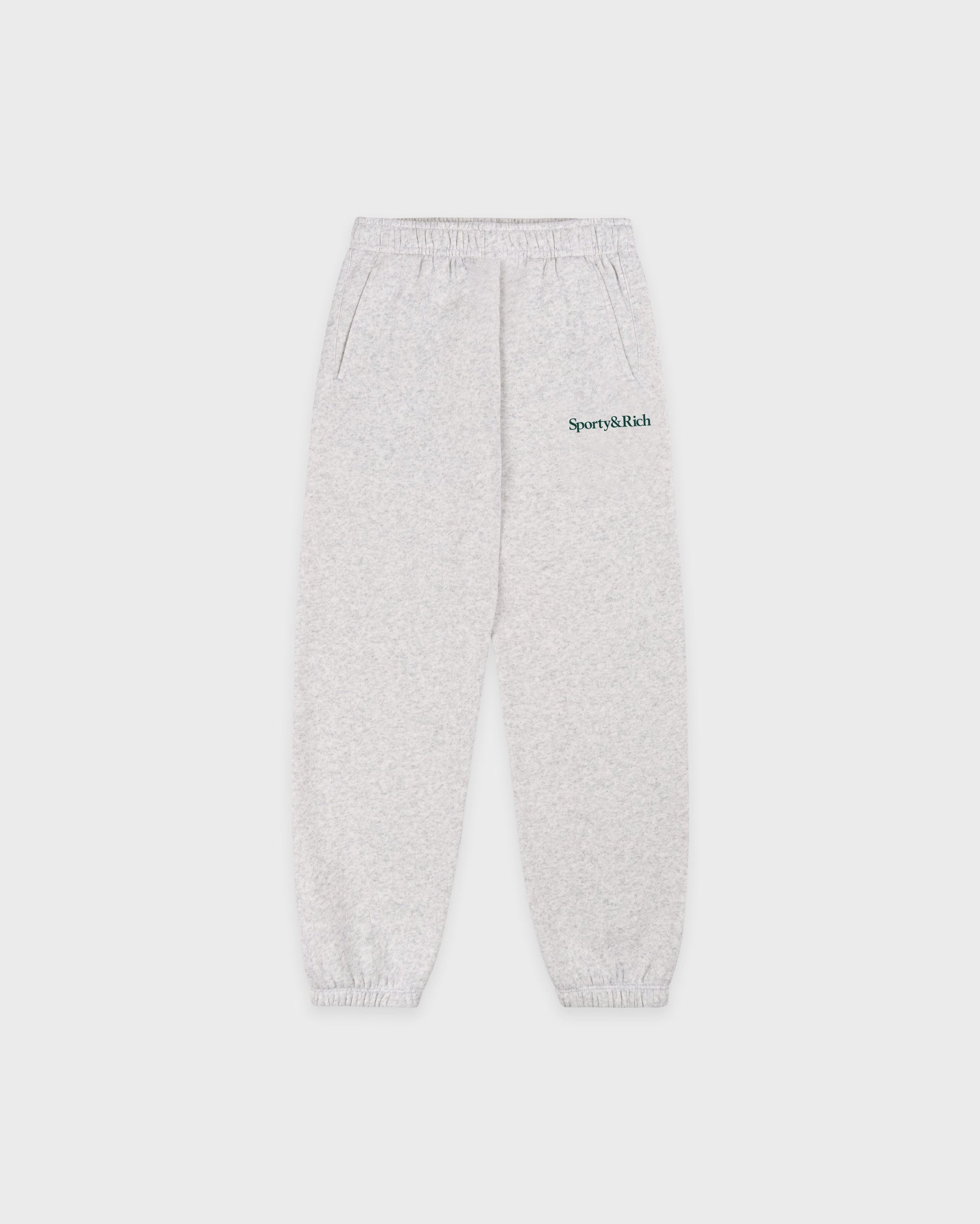Pantalon de survêtement pour enfant Serif Logo - Gris chiné/Vert forêt