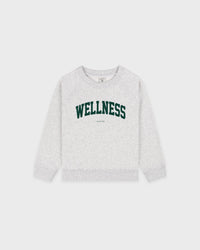 T-shirt à col rond « Wellness Ivy » pour enfants - Gris chiné/Vert forêt
