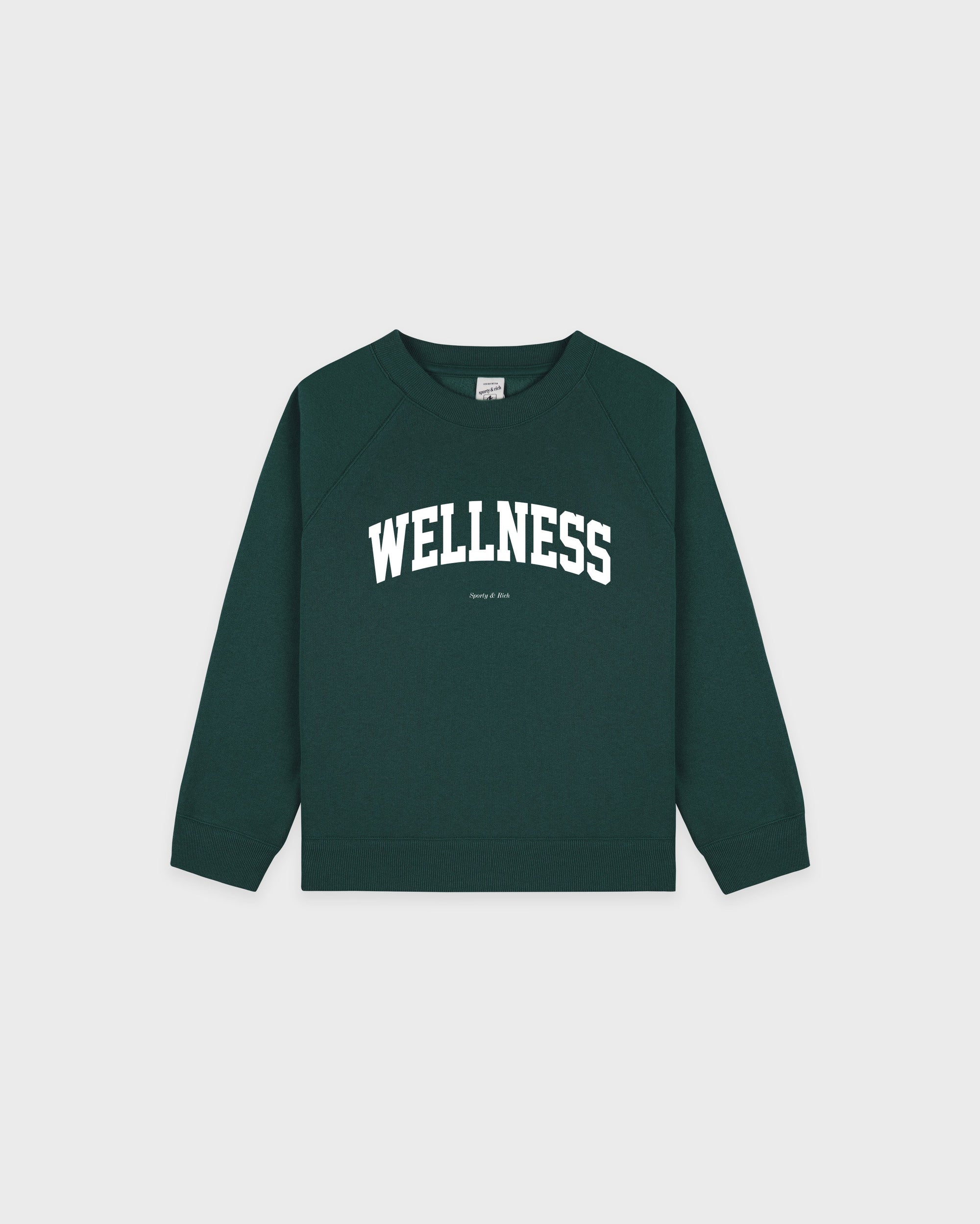 T-shirt à col rond « Wellness Ivy » pour enfants - Vert forêt/Blanc