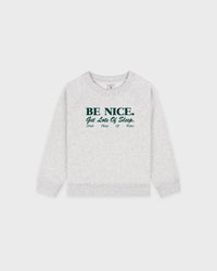 T-shirt à col rond pour enfants « Be Nice » - Gris chiné/Vert forêt