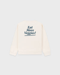 Pull à col rond pour enfants « Eat More Veggies » - Crème/Bleu marine