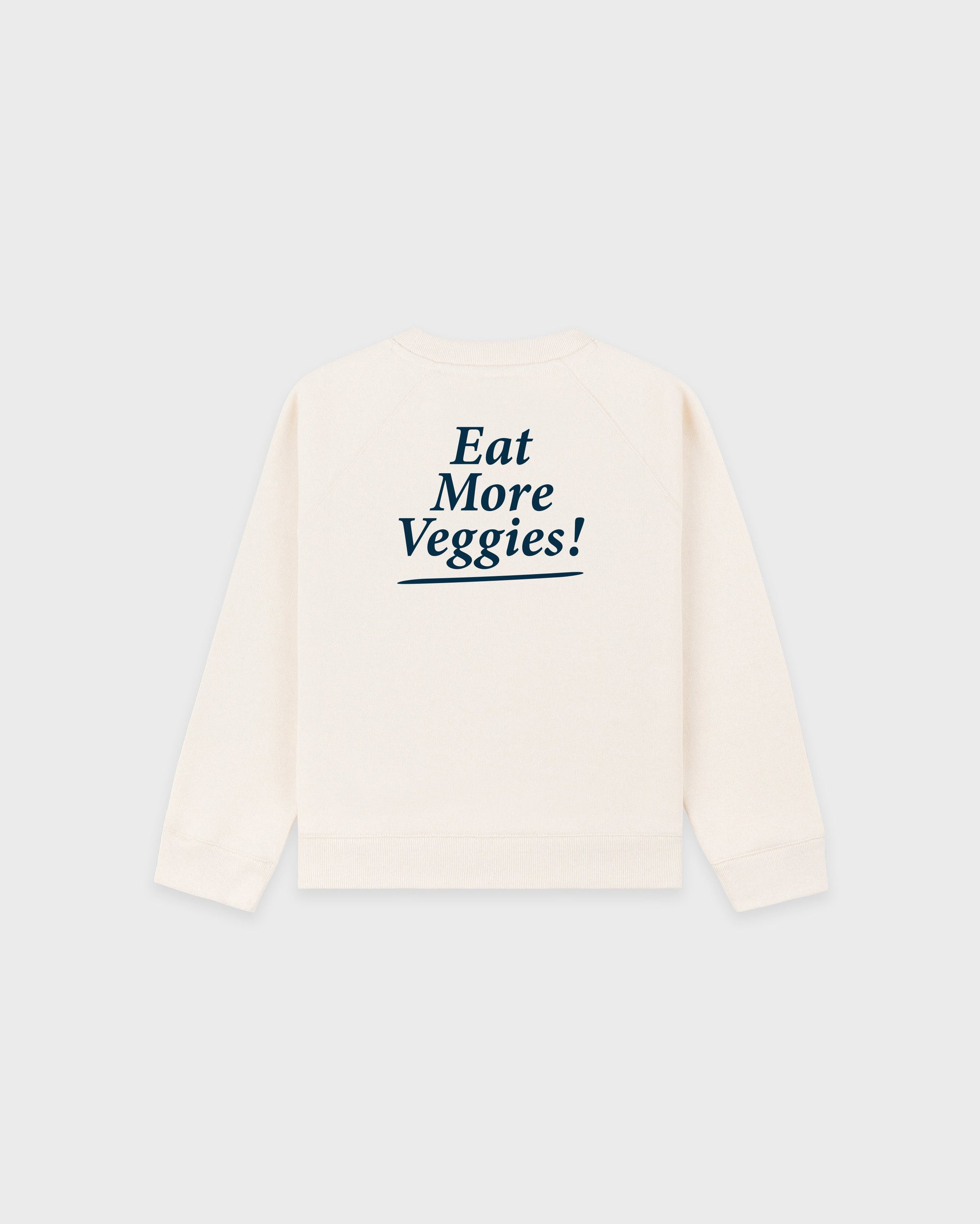 Pull à col rond pour enfants « Eat More Veggies » - Crème/Bleu marine