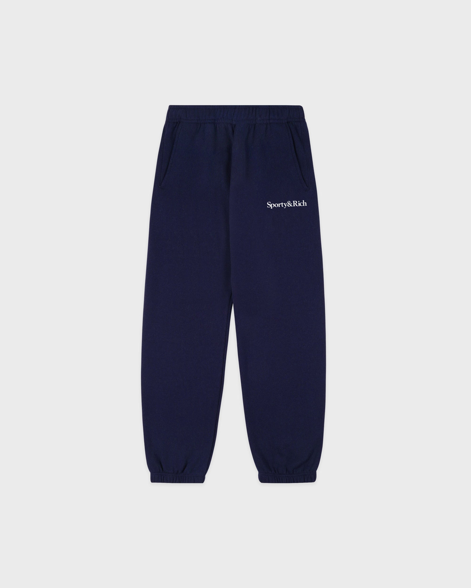Pantalon de survêtement enfant avec logo Serif - Bleu marine foncé/Blanc