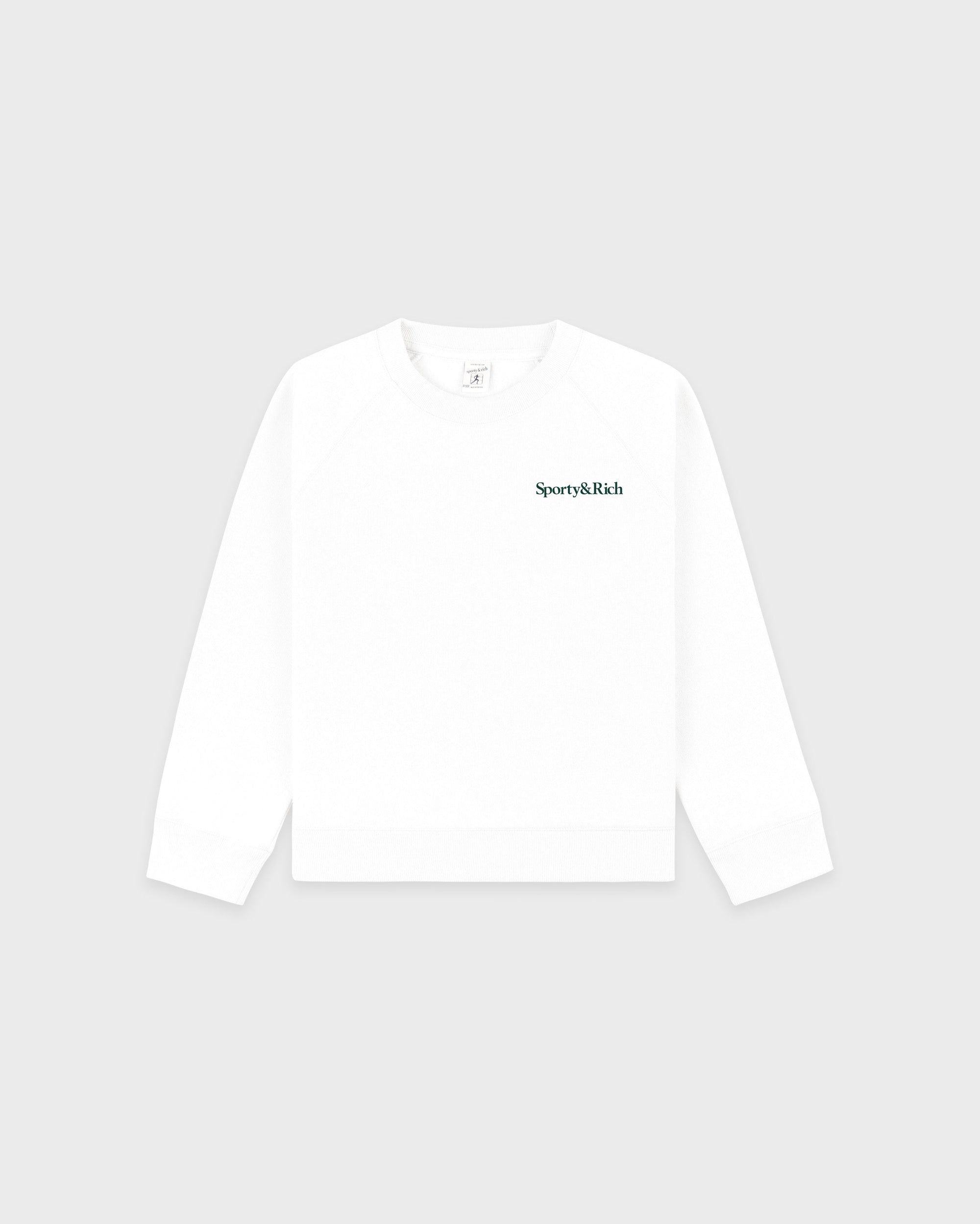 T-shirt à col rond « Drink More Water » pour enfants - Blanc/Vert forêt