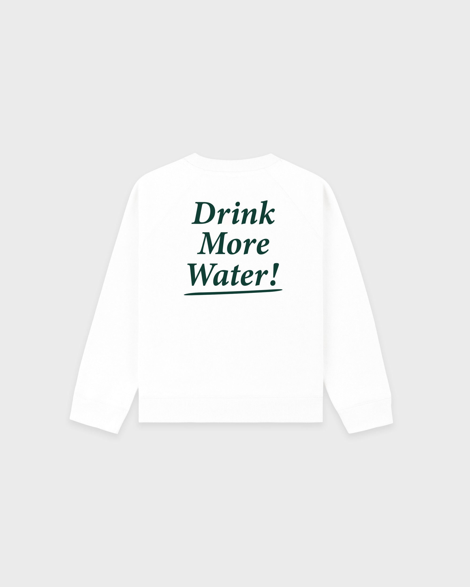 T-shirt à col rond « Drink More Water » pour enfants - Blanc/Vert forêt