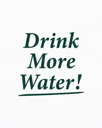 T-shirt à col rond « Drink More Water » pour enfants - Blanc/Vert forêt
