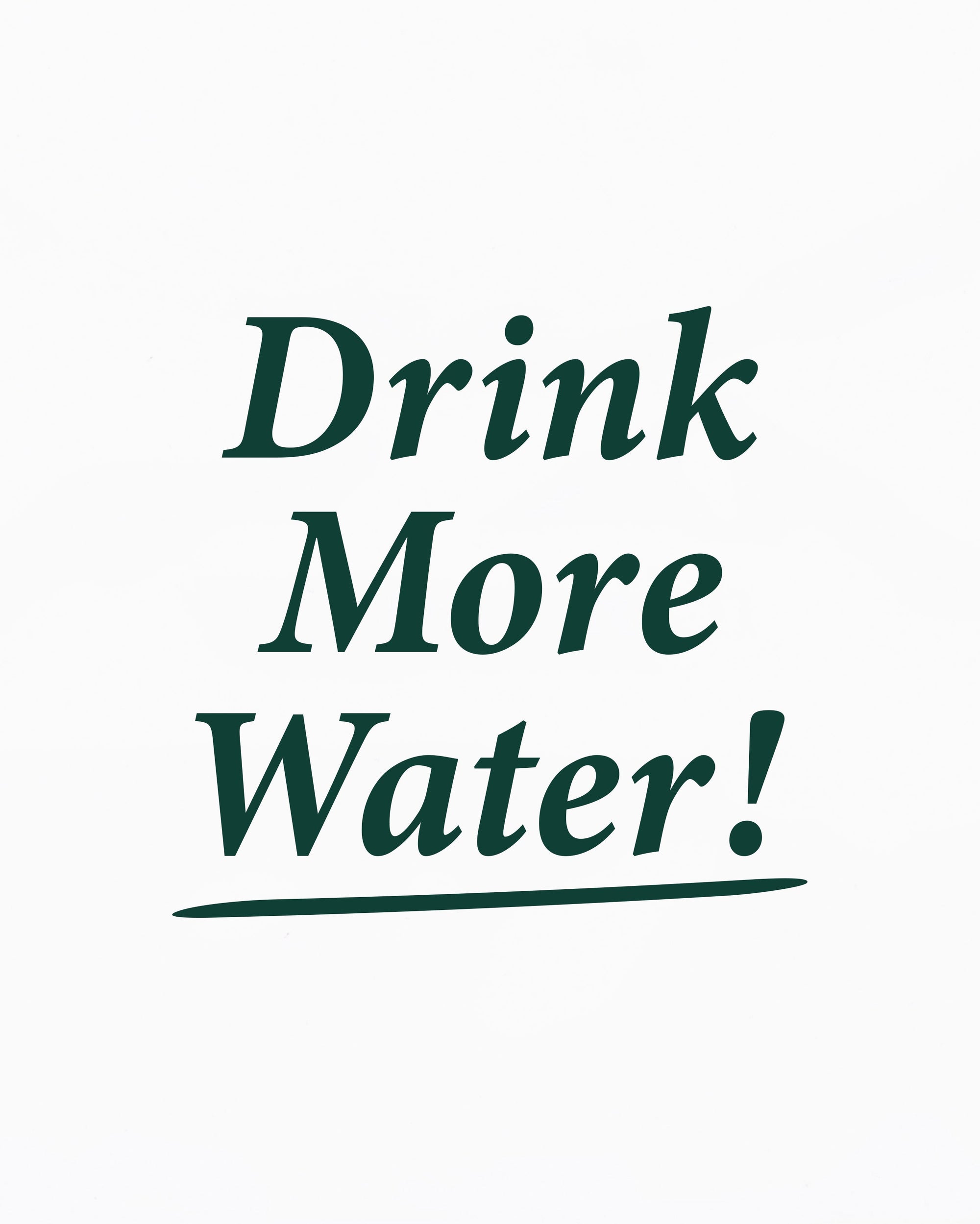 T-shirt à col rond « Drink More Water » pour enfants - Blanc/Vert forêt