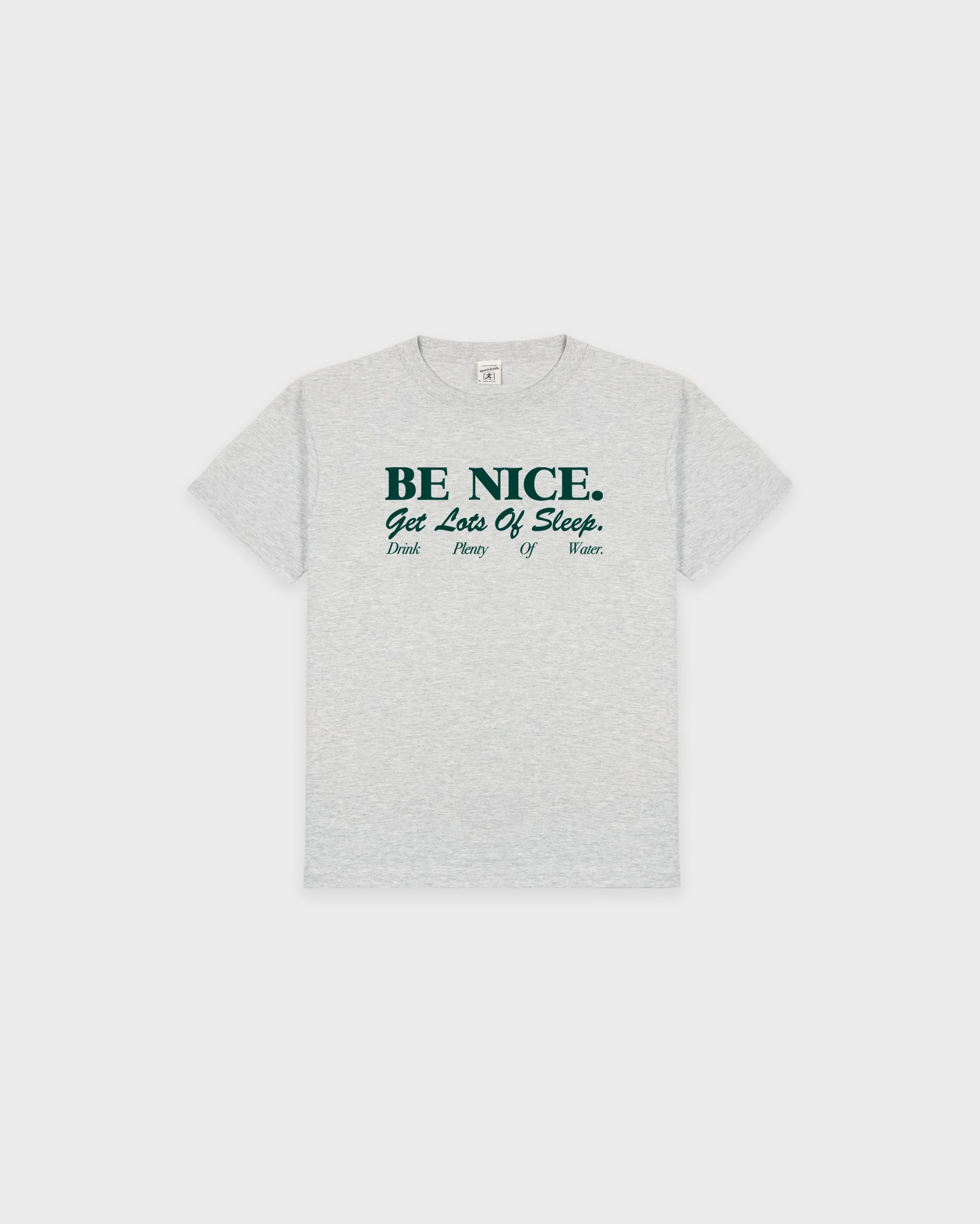 T-shirt enfant « Be Nice » - Gris chiné/Vert forêt