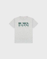 T-shirt enfant « Be Nice » - Gris chiné/Vert forêt