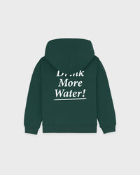 Sweat à capuche pour enfants « Drink More Water » - Vert forêt/Blanc