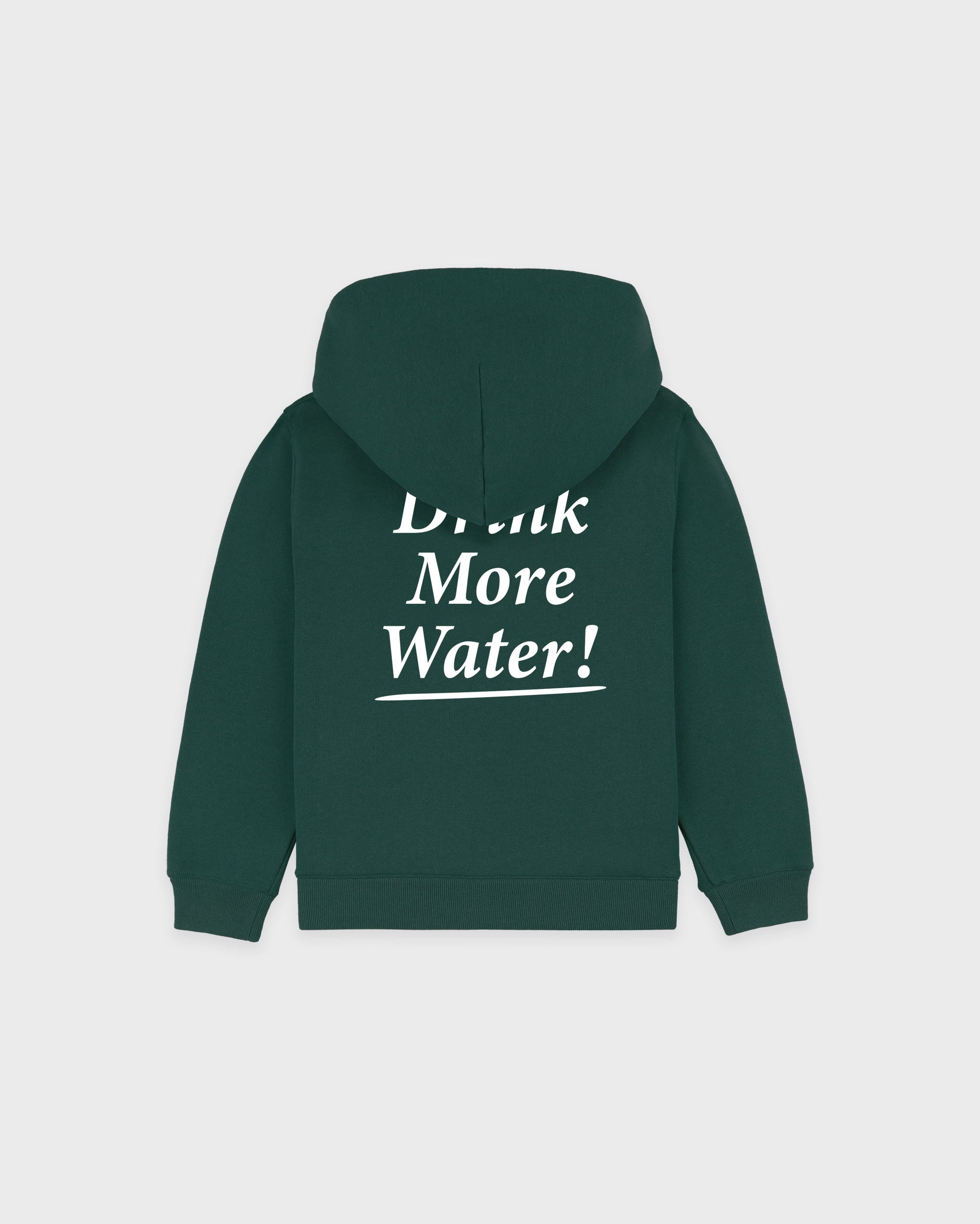 Sweat à capuche pour enfants « Drink More Water » - Vert forêt/Blanc