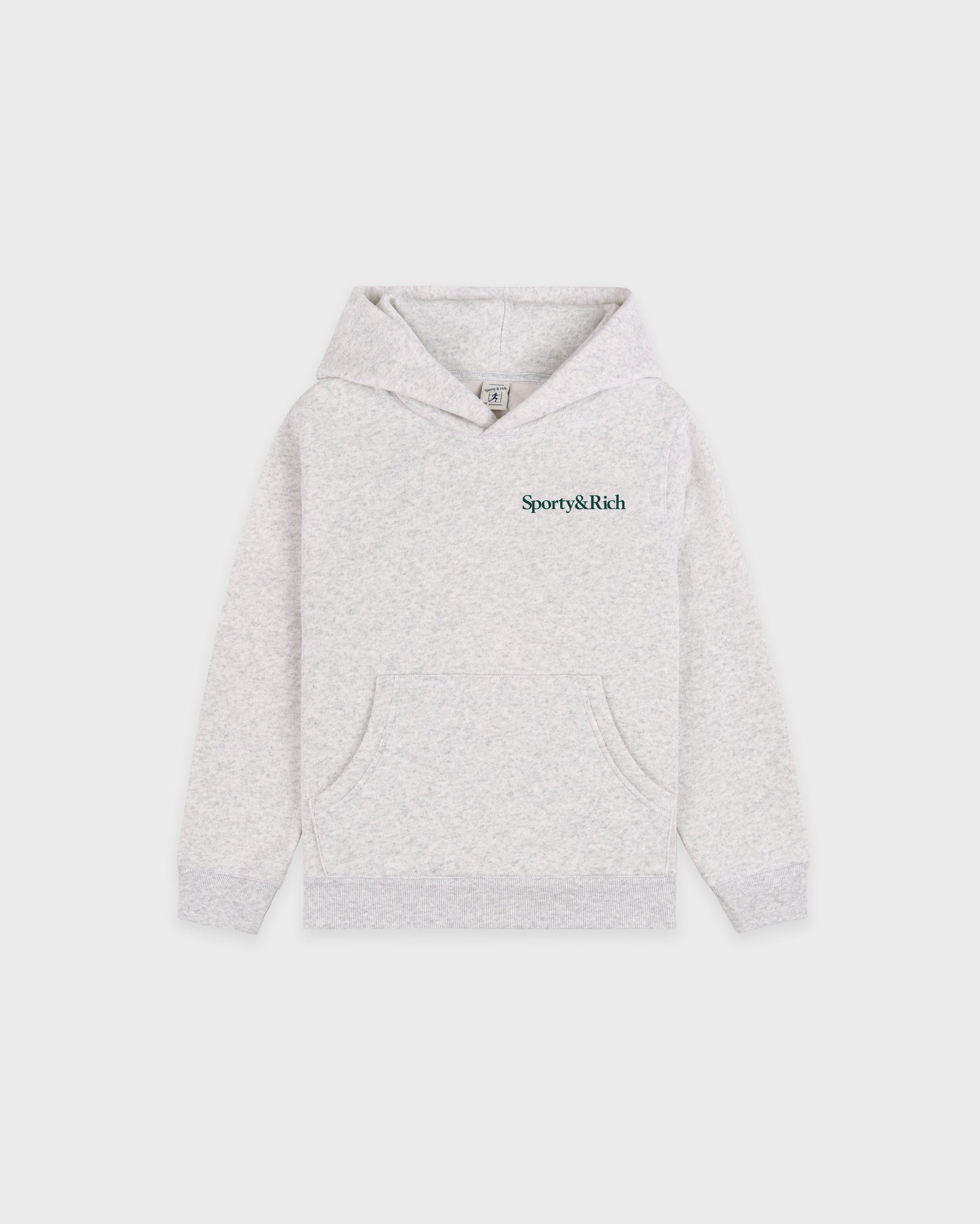 Sweat à capuche pour enfants « Play Tennis » - Gris chiné/Vert forêt