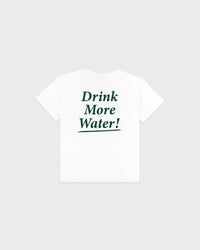 T-shirt enfant « Drink More Water » - Blanc/Vert forêt