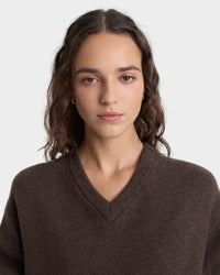 Pull en cachemire à col en V SRC - Caramel