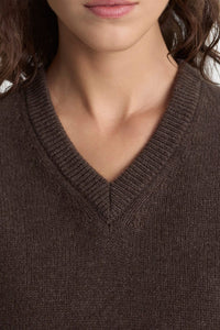 Pull à col V SRC en cachemire - Caramel