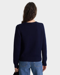 Pull en maille Vendôme - Bleu marine/Écru