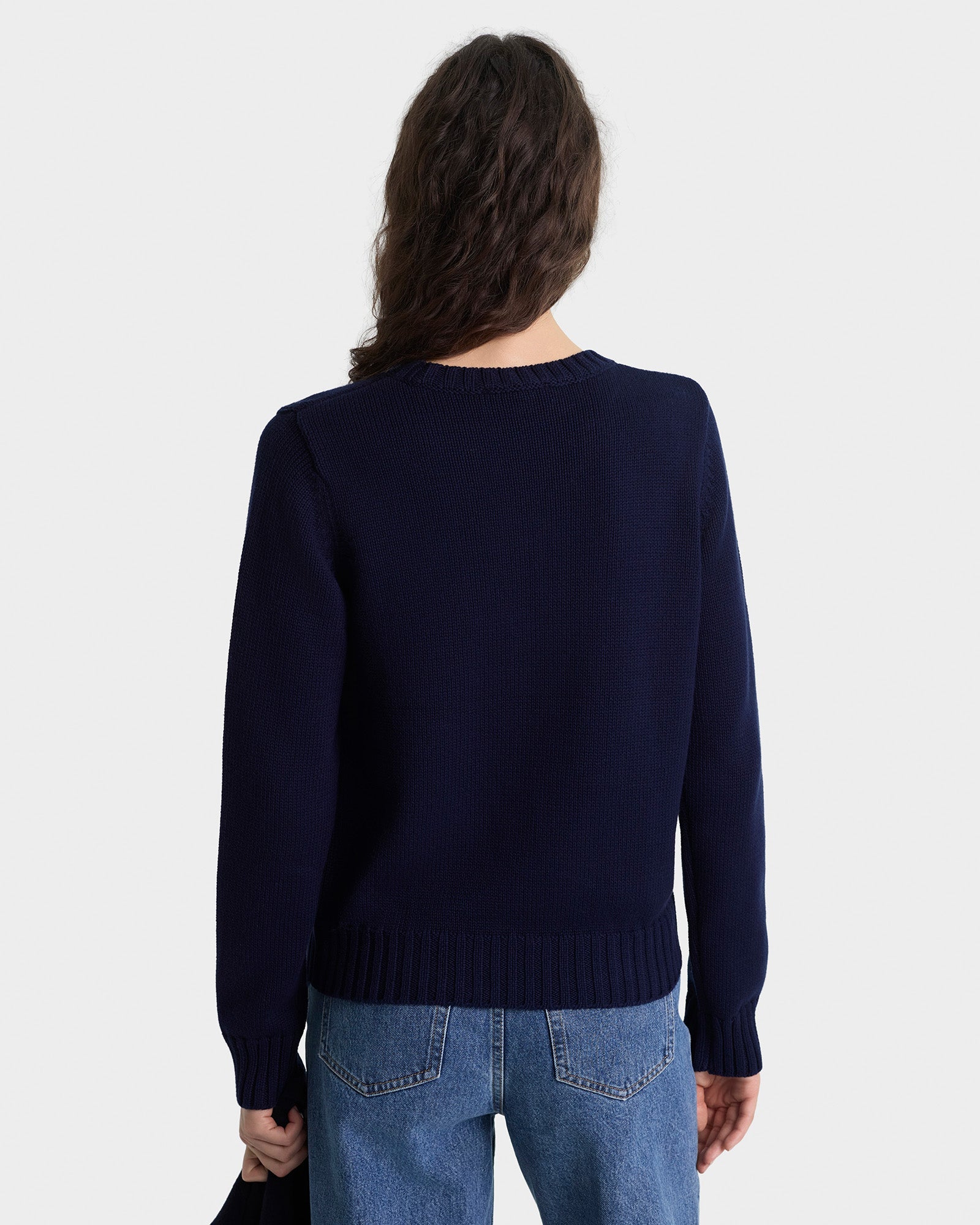 Pull en maille Vendôme - Bleu marine/Écru