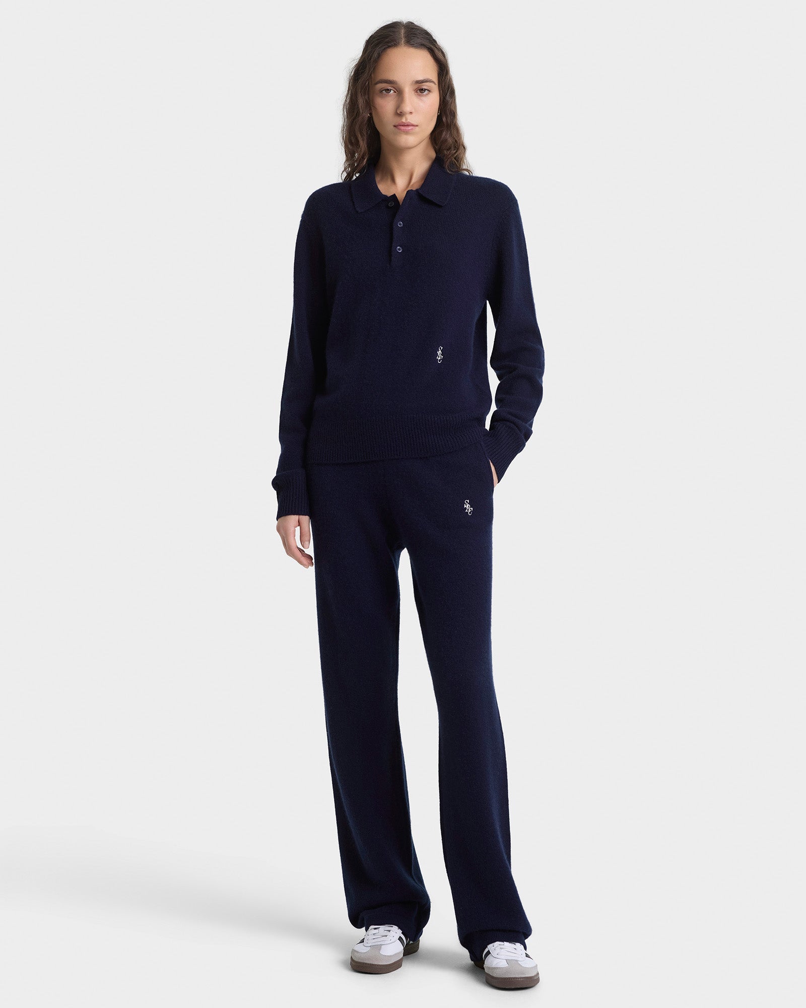 Polo en cachemire SRC - Bleu marine