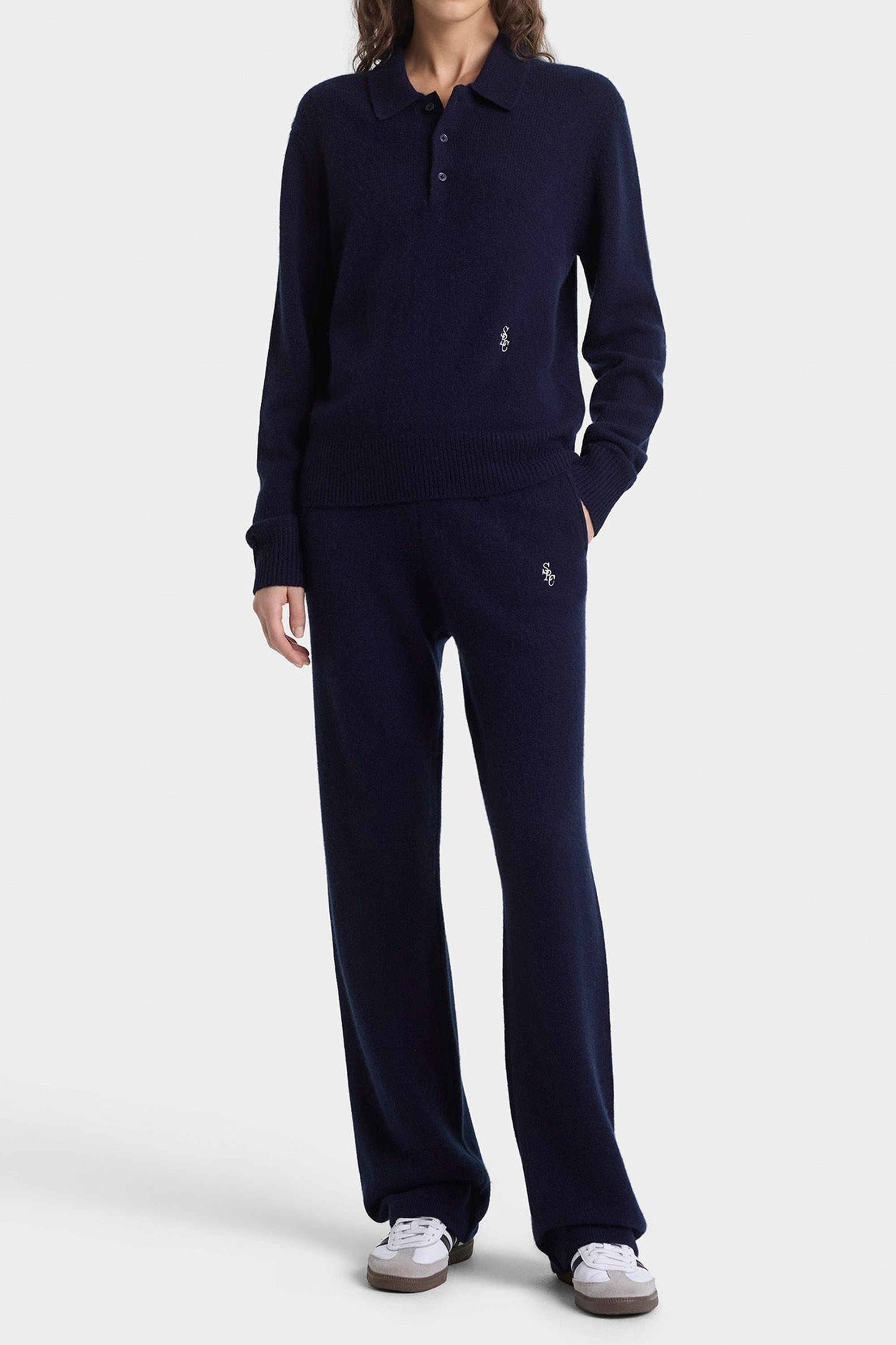 Polo SRC en cachemire - Bleu Marine