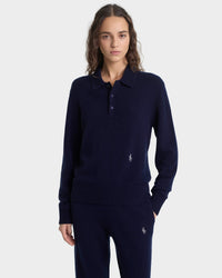 Polo en cachemire SRC - Bleu marine