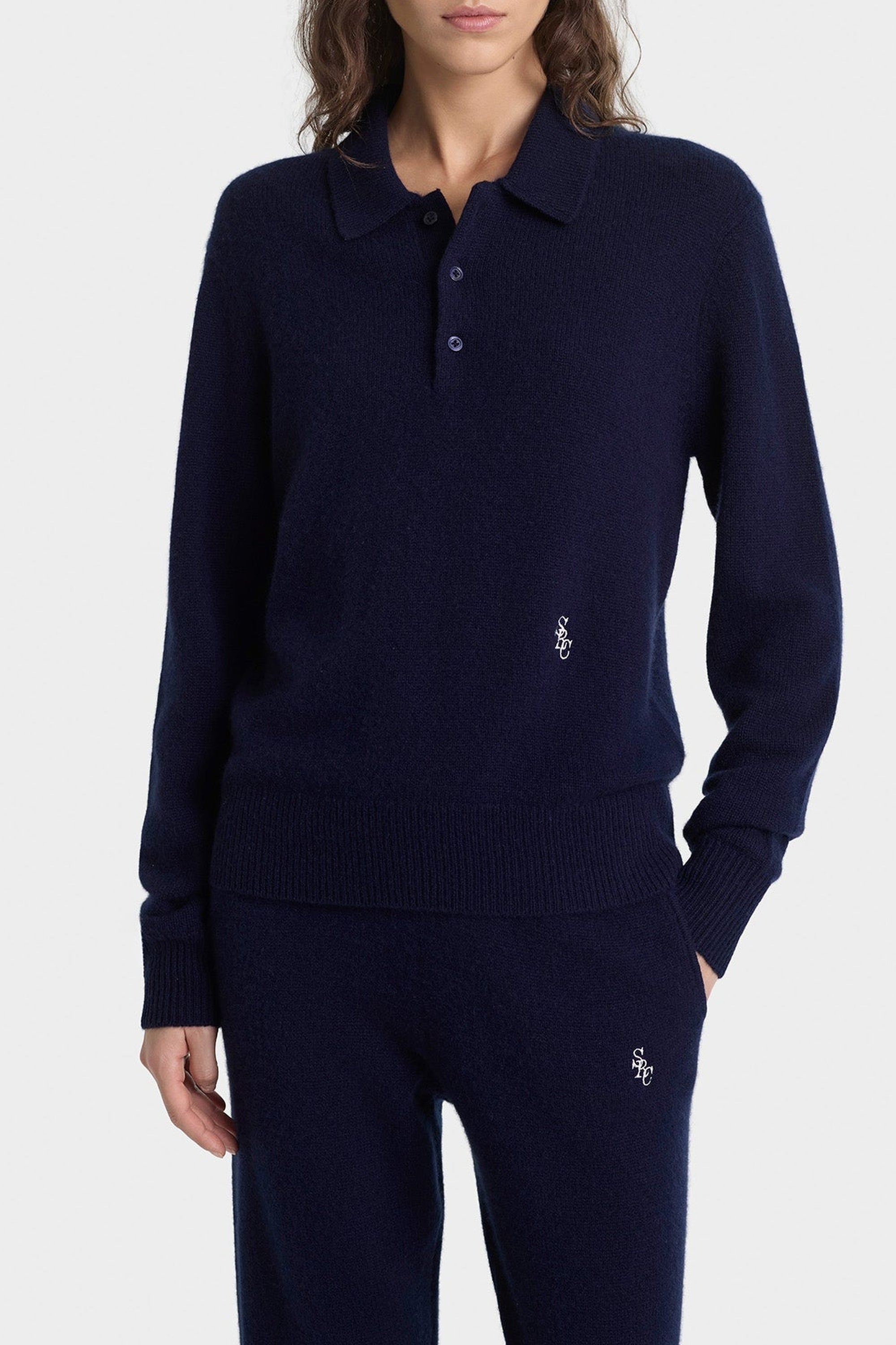 Polo SRC en cachemire - Bleu Marine