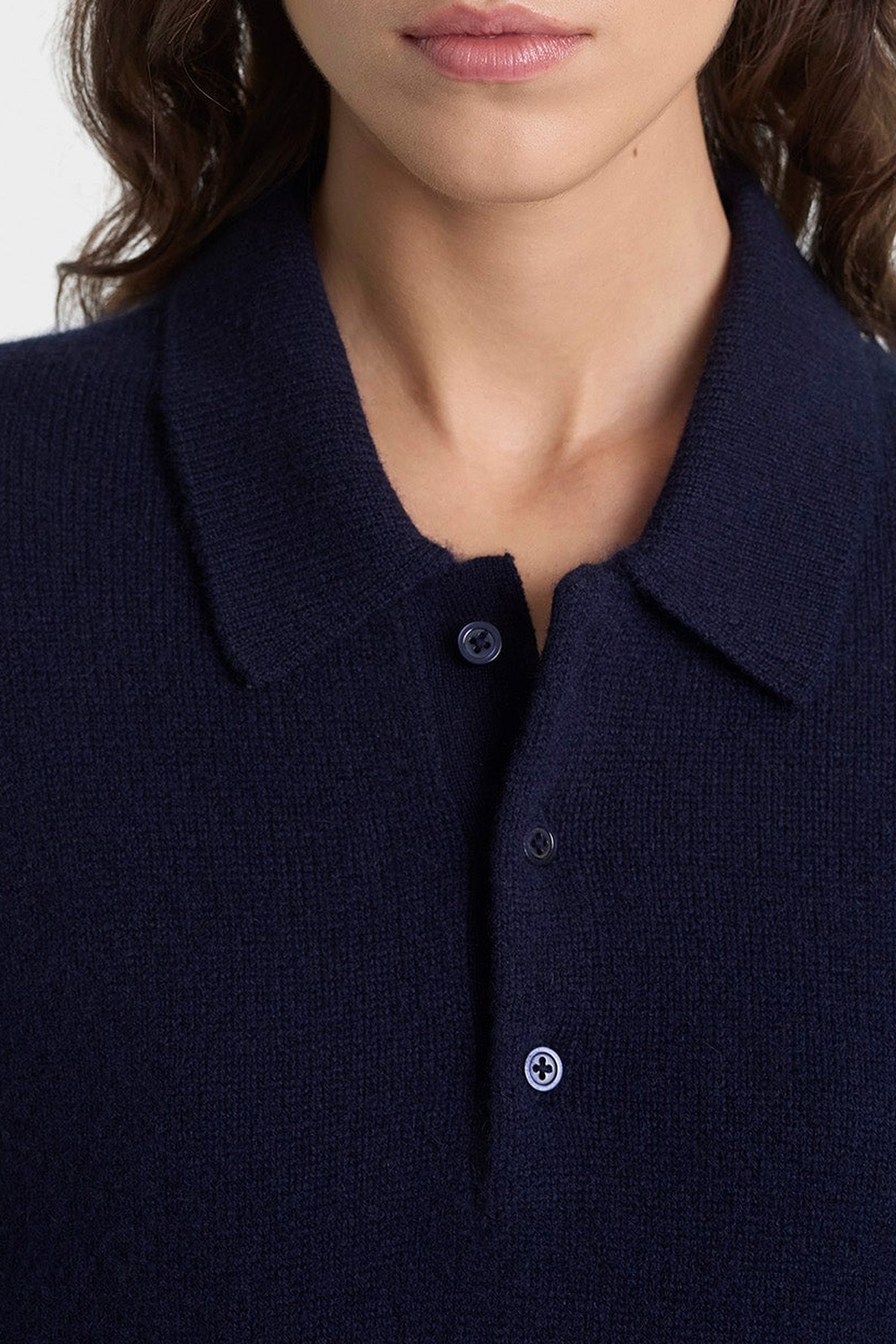 Polo SRC en cachemire - Bleu Marine