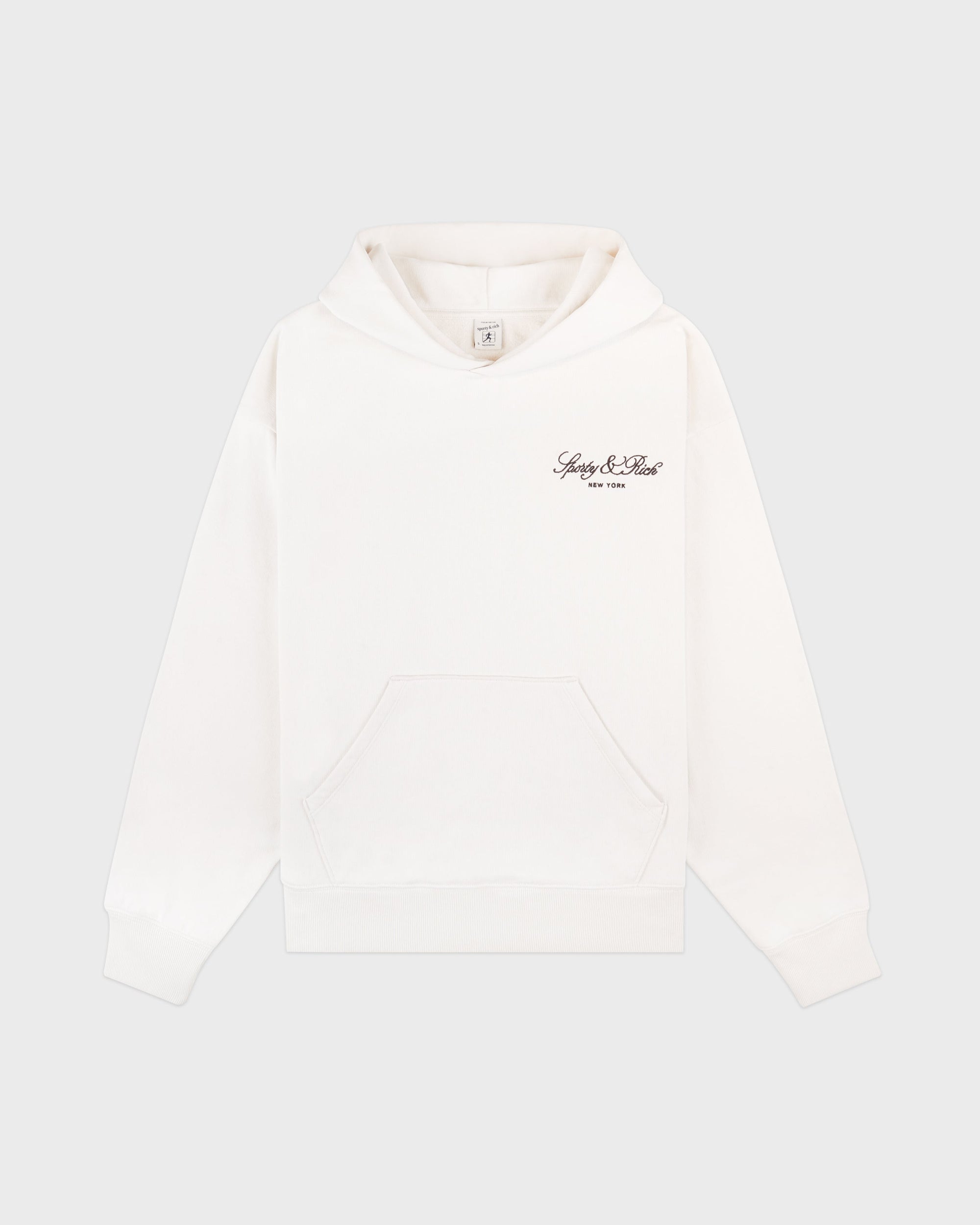 Sweat à capuche brodé « Vendome Script » - Écru/Chocolat