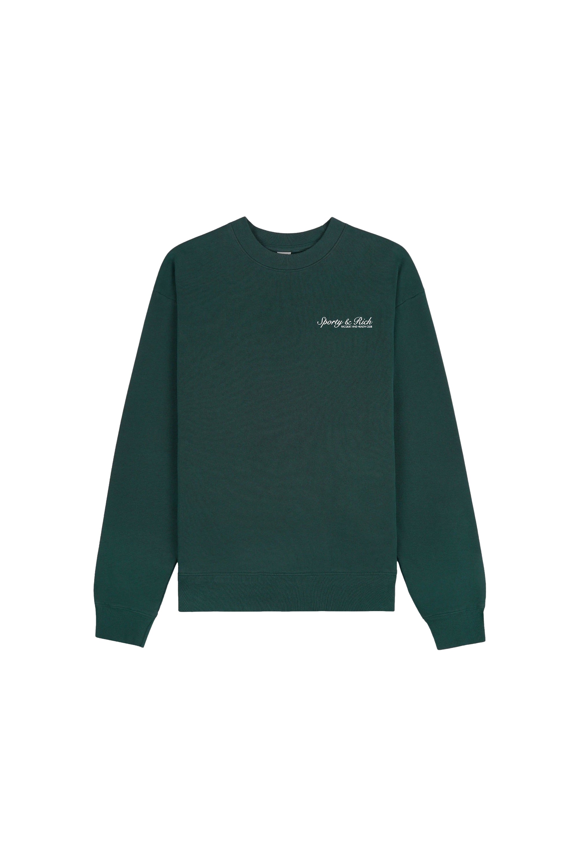 Pull à col rond Syracuse - Vert Forêt & Blanc