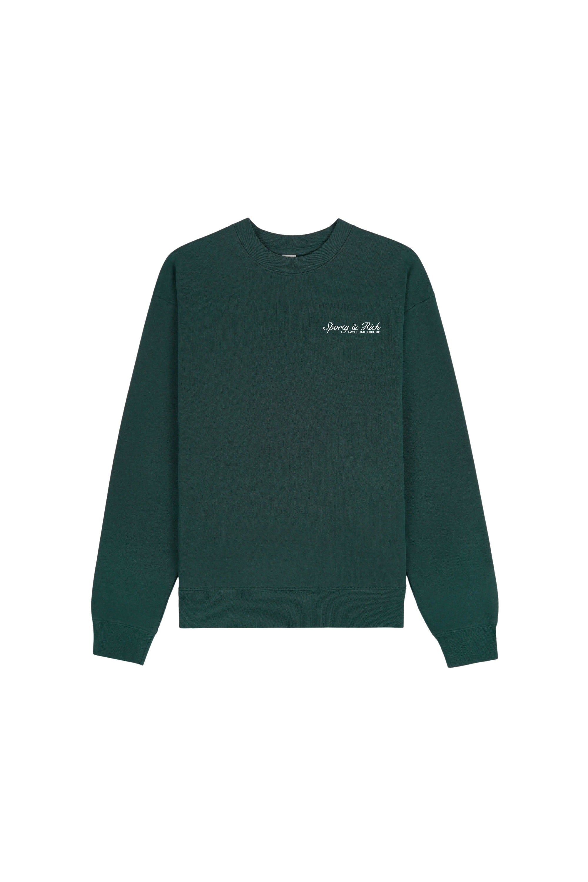 Pull à col rond Syracuse - Vert Forêt & Blanc
