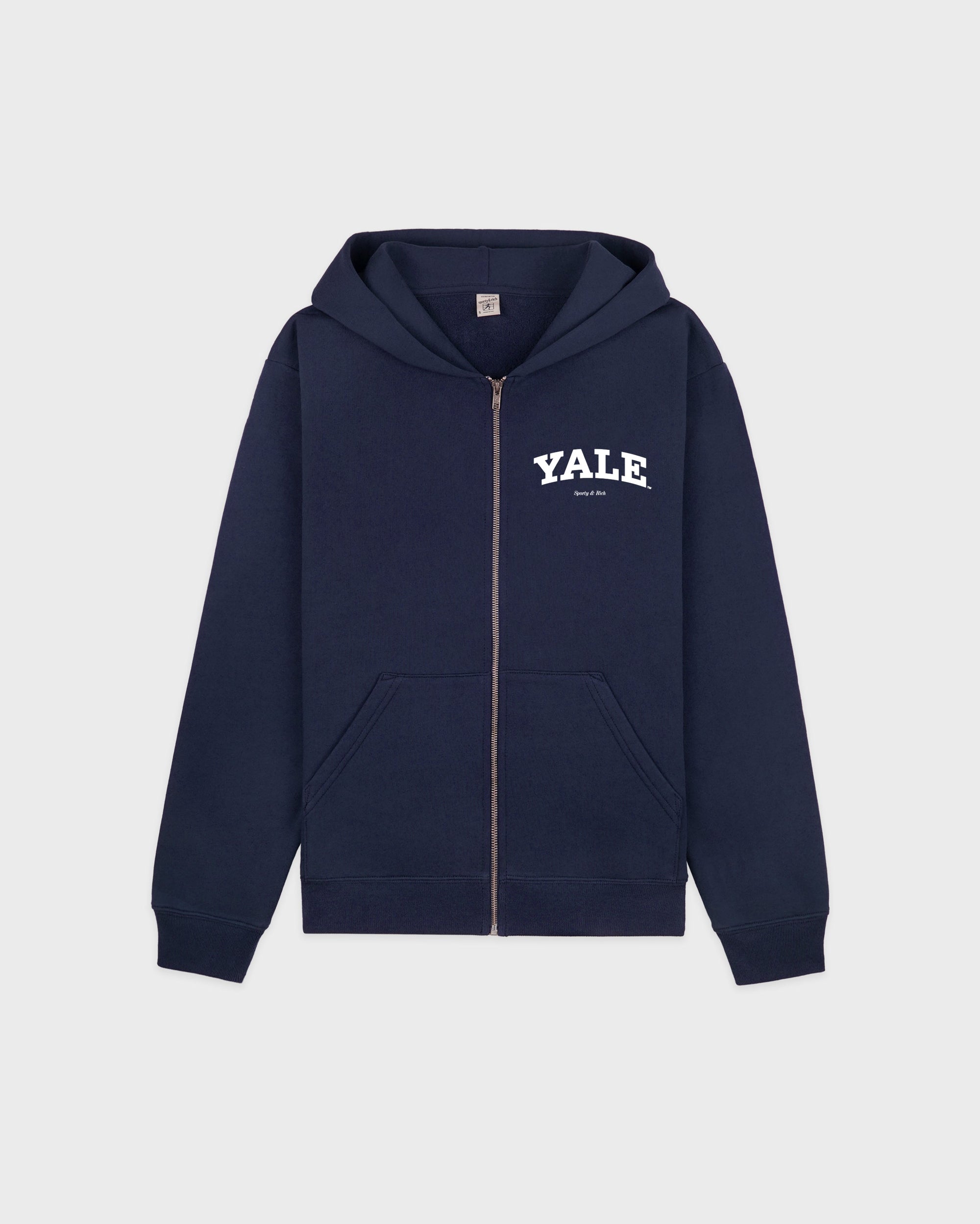 Sweat à capuche zippé Yale Classic - Bleu marine/Blanc