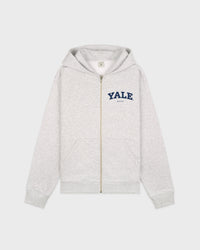 Sweat à capuche zippé Yale Classic - Gris chiné/Bleu marine
