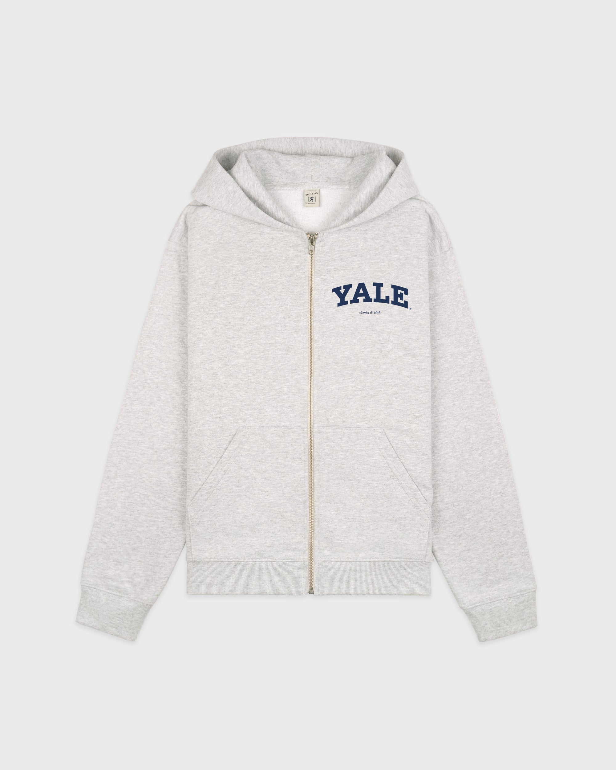 Sweat à capuche zippé Yale Classic - Gris chiné/Bleu marine
