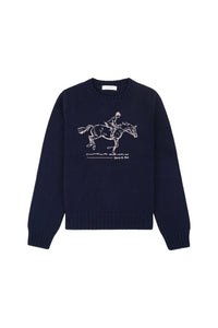 Horse Knitted Sweater - Navy