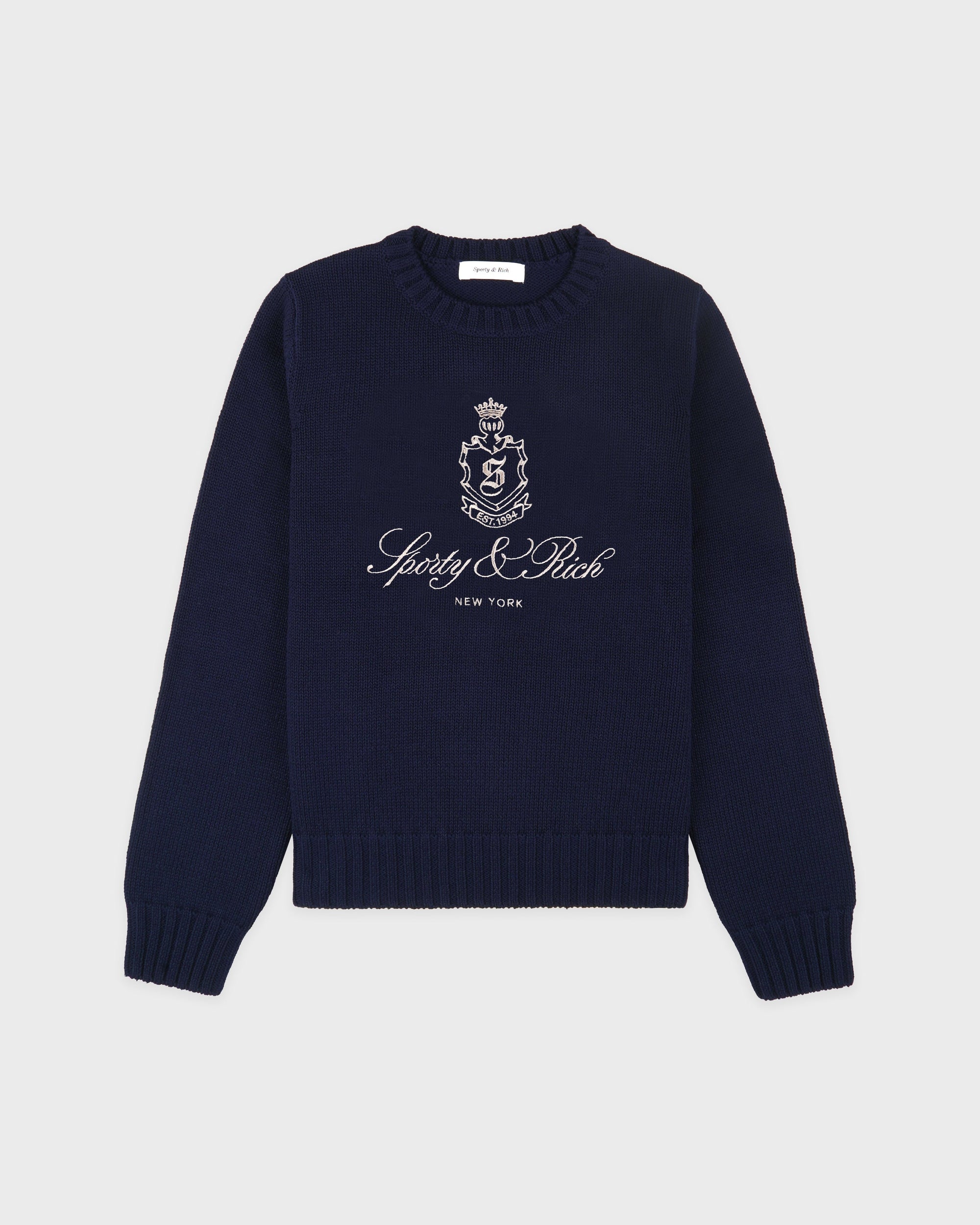 Pull en maille Vendôme - Bleu marine/Écru