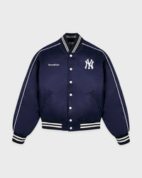 Veste universitaire en nylon Yankees Curve - Bleu marine/Blanc