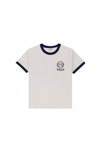 T-shirt à col rond avec emblème de Yale - Gris Chiné & Bleu Marine