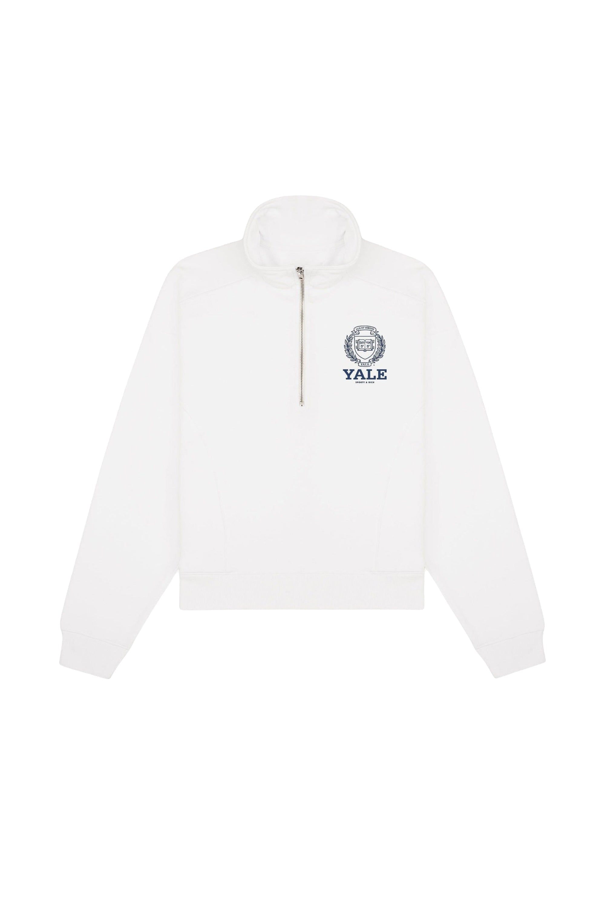 Yale Crest Zip-Up Jumper - White & Navy Blue