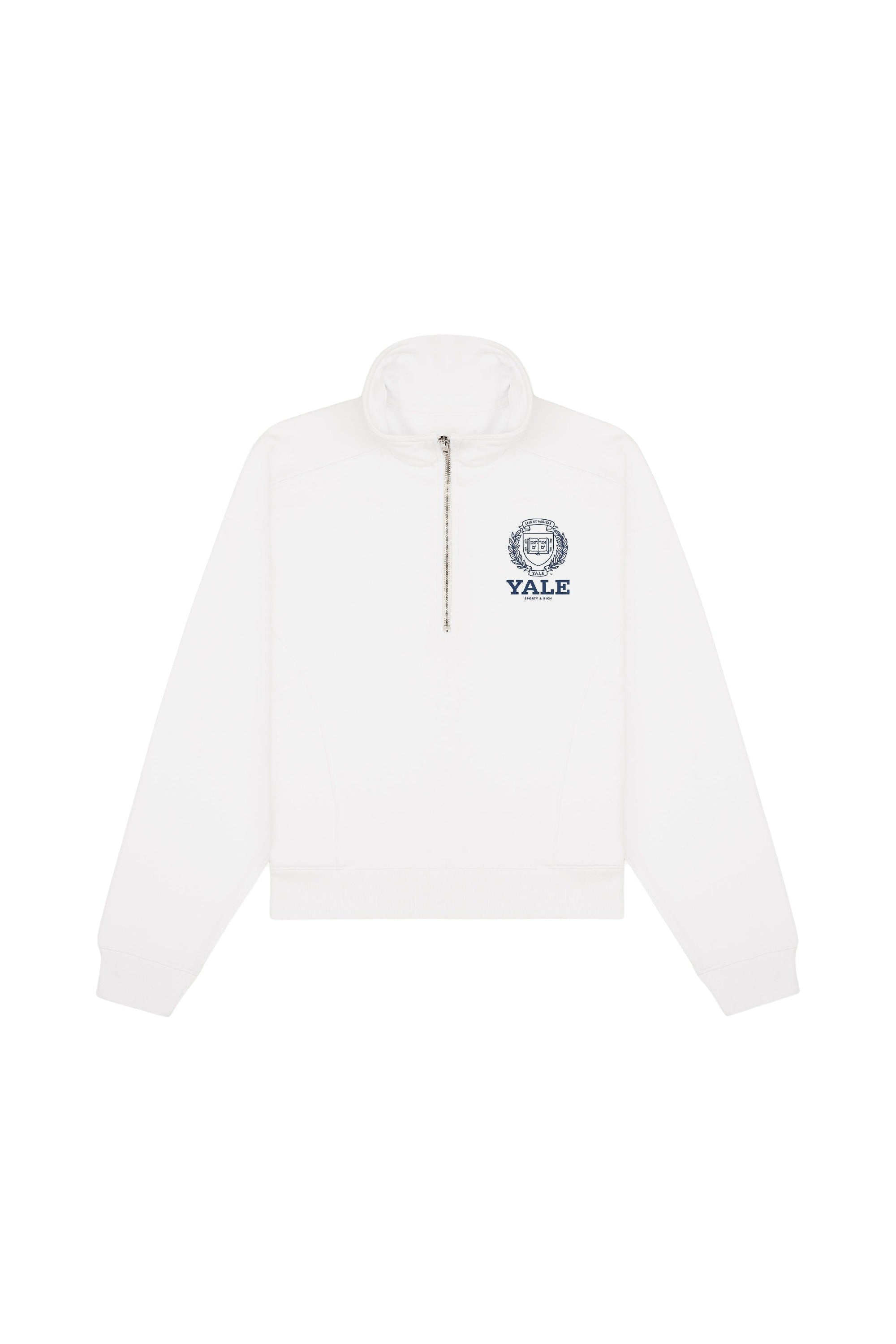 Pull zippé Yale Crest - Blanc & Bleu Marine