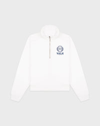Pull à fermeture éclair quart de longueur Yale Crest - Blanc/Bleu marine