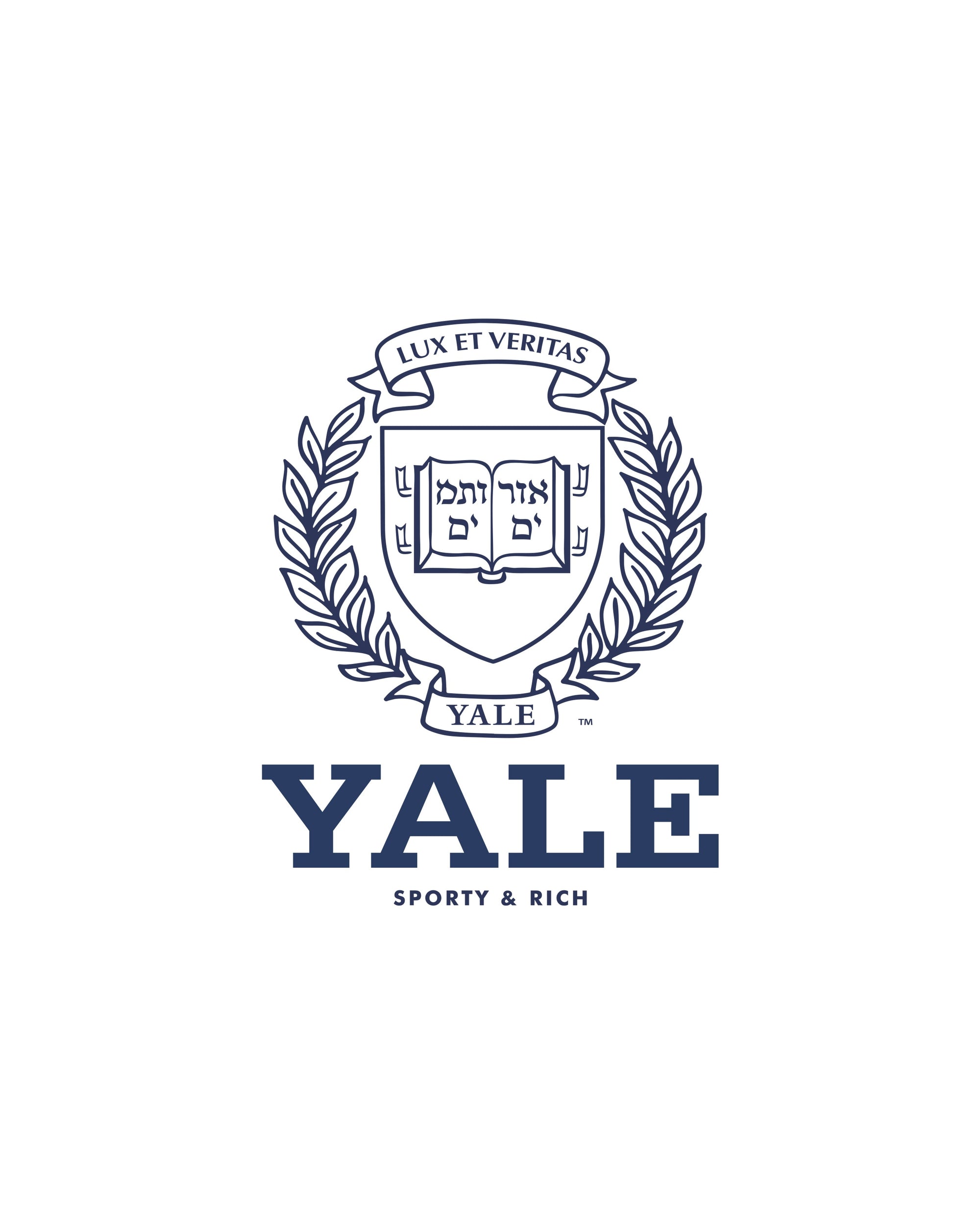 Pull à fermeture éclair quart de longueur Yale Crest - Blanc/Bleu marine