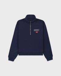 Pull à fermeture éclair quart de longueur avec broderie nautique - Bleu marine