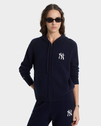 Sweat à capuche zippé en cachemire « Heritage Yankees Serif » - Bleu marine/Blanc